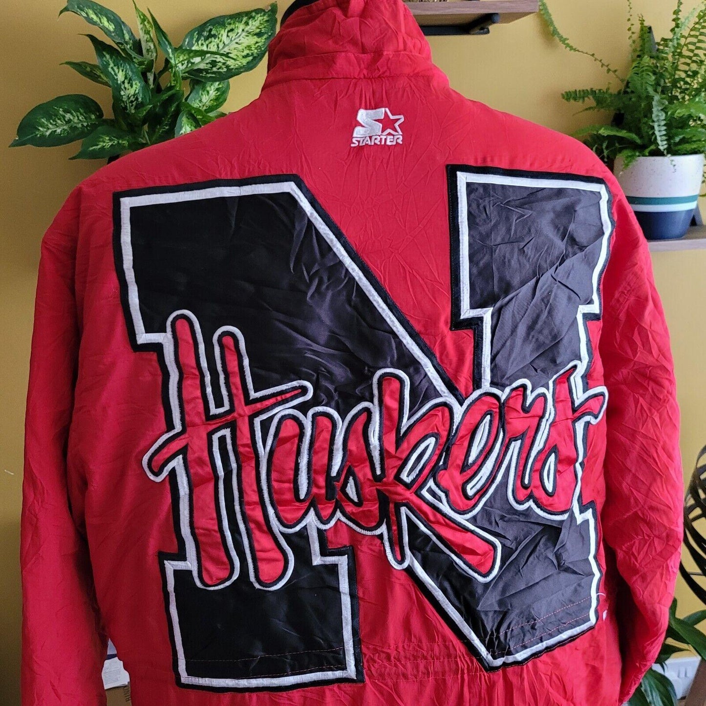 VINTAGE Nebraska Cornhuskers Red Starter Parka Jacket NCAA Huskers Mens L-USASTARFASHION