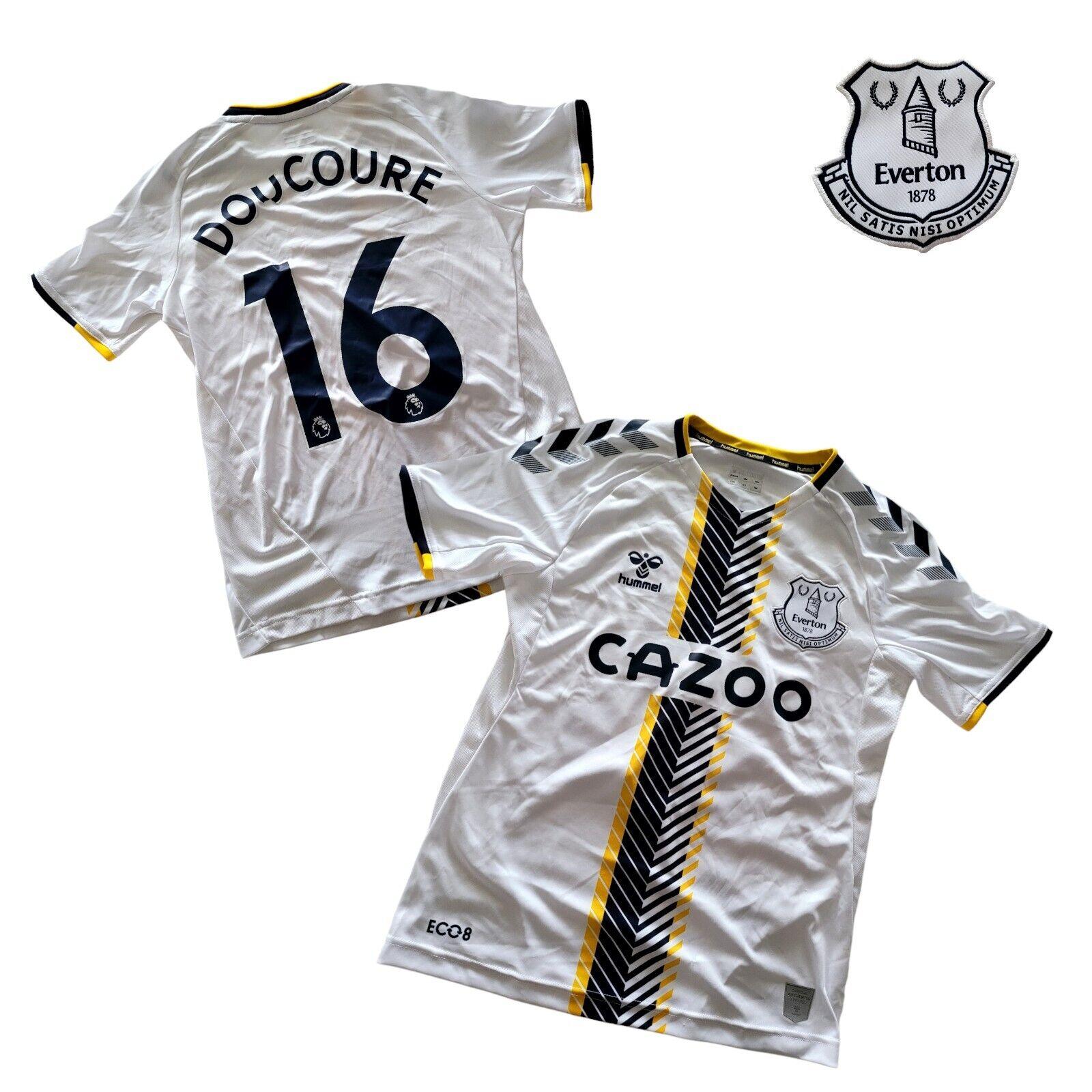 Everton FC Hummel Third Shirt Y2XL Doucouré 16 White - Official Merchandise-USASTARFASHION