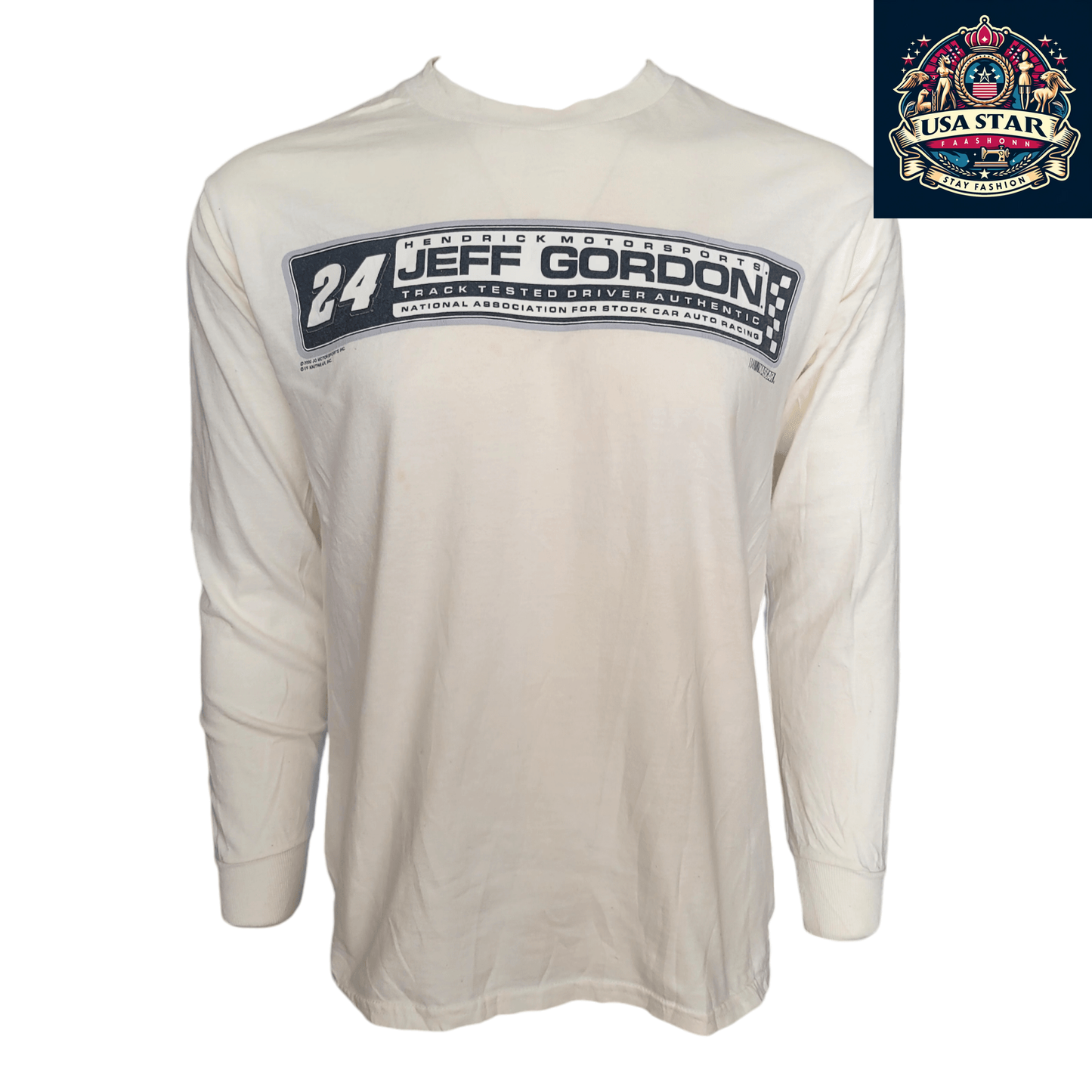 Jeff Gordon 24 Long Sleeve NASCAR T-Shirt, Men's Large, Navy Blue Cotton, Stylish & Comfortable - USASTARFASHION