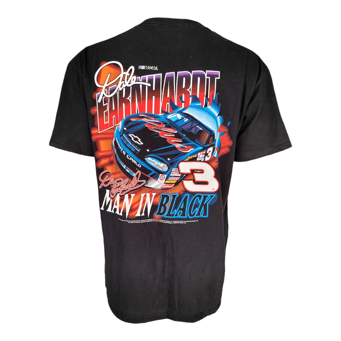 Dale Earnhardt Man In Black NASCAR T-Shirt Vintage 90s XL Competitors View