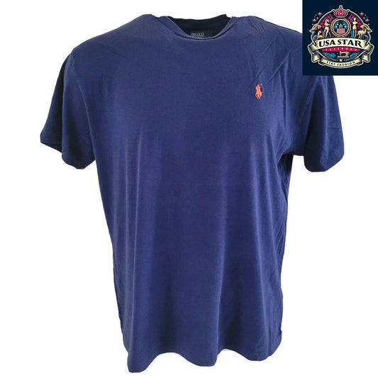 Polo Ralph Lauren T-Shirt Navy Blue Crew Neck L, 100% Cotton, Durable & Stylish Casual Wear - USASTARFASHION