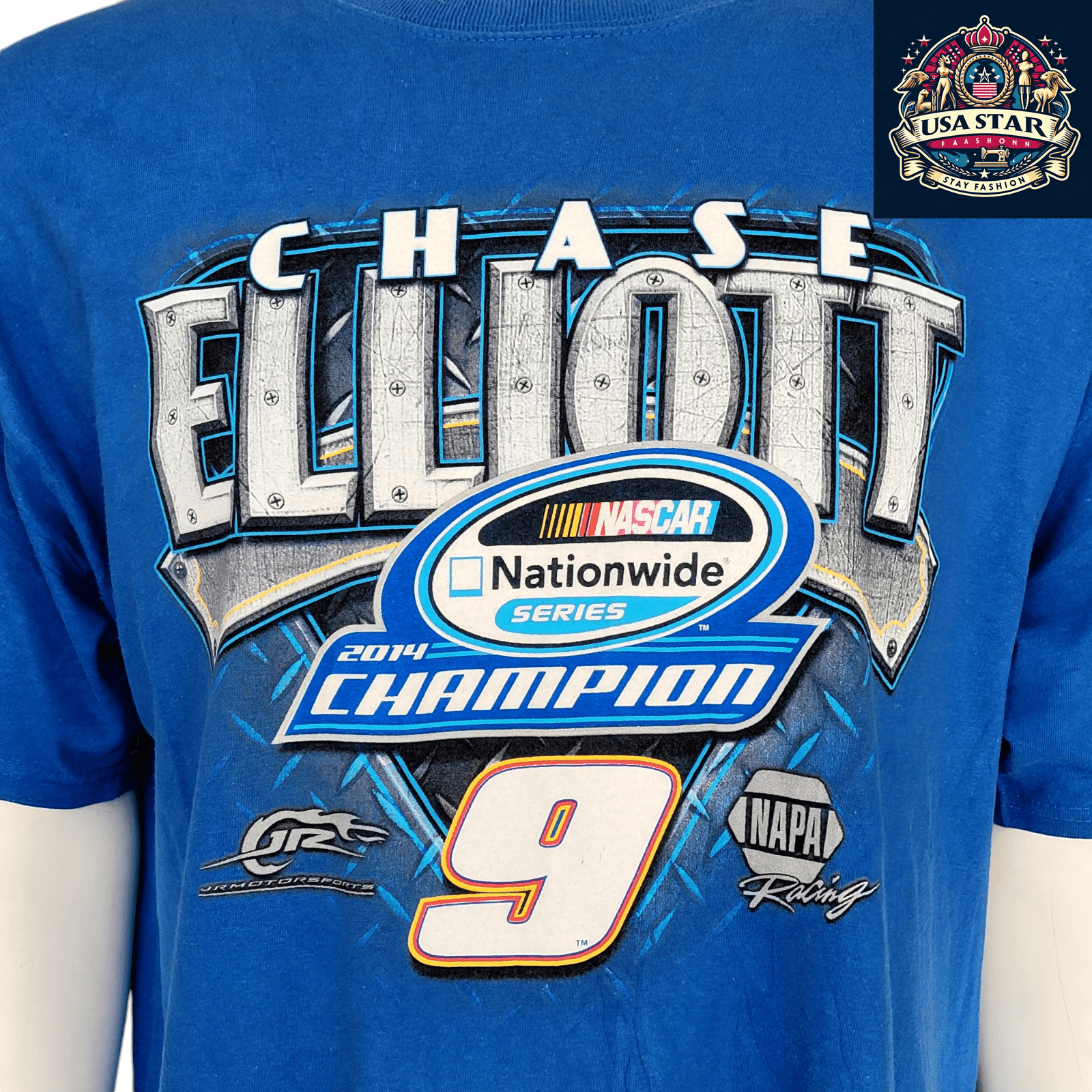 Chase Authentics NASCAR Chase Elliott T-Shirt XL Black Cotton 2014 Nationwide Champion Apparel USASTARFASHION