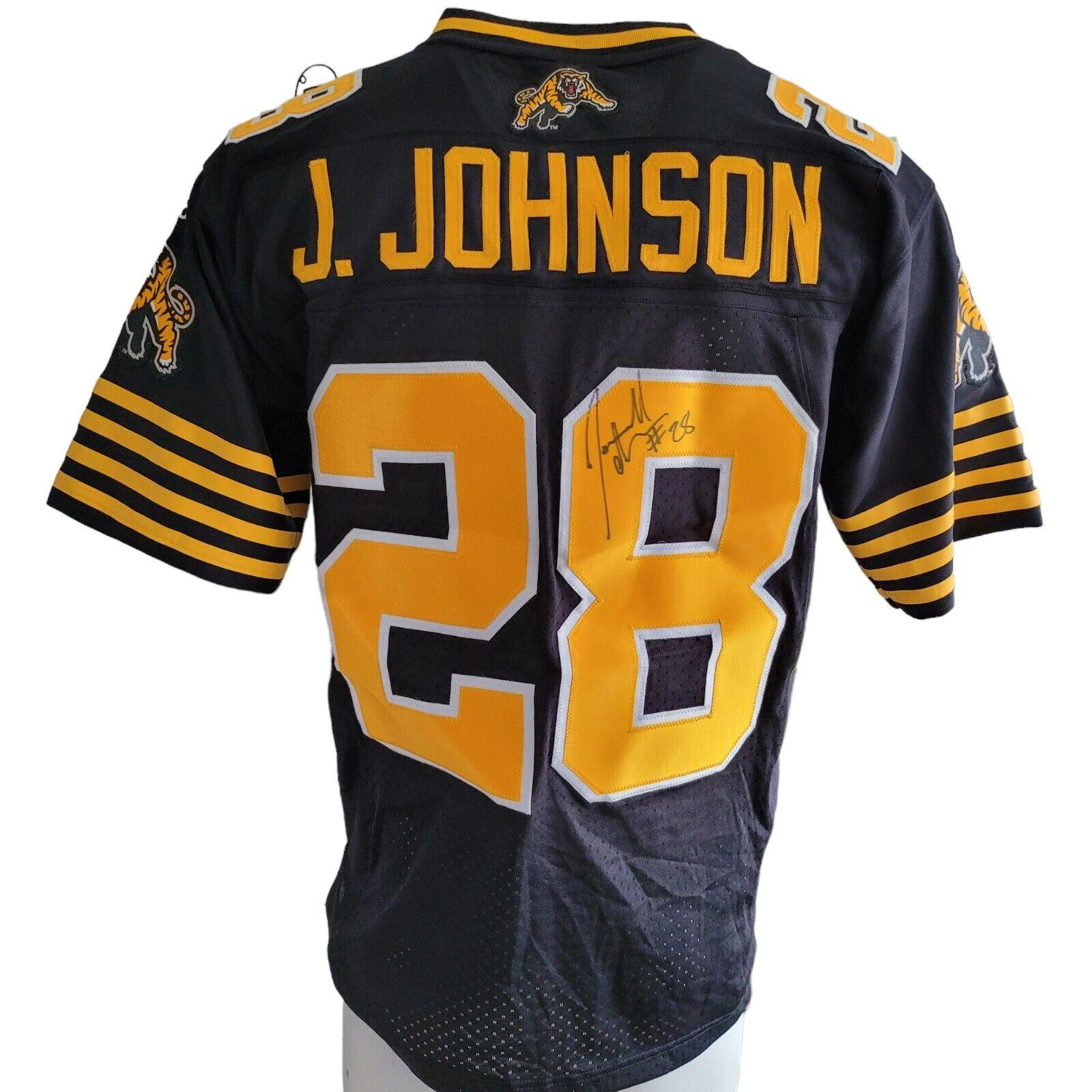 Hamilton Tiger-Cats CFL Reebok J. Johnson # Jersey - Signed, Size M-USASTARFASHION