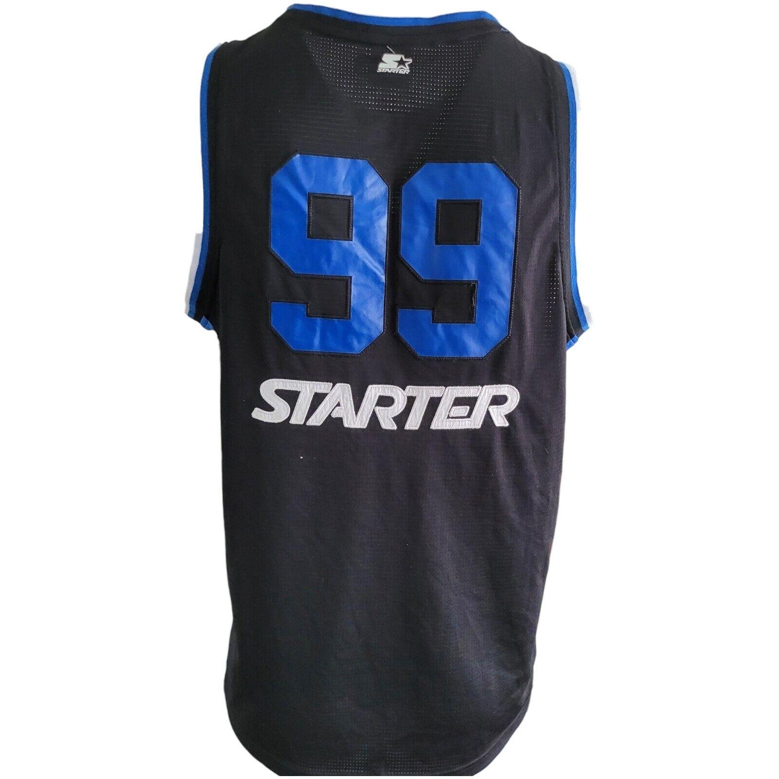 Vintage Starter Sports Vest Blue No. 99 Logo Sz L Retro Polyester Comfort Blue Logo-USASTARFASHION