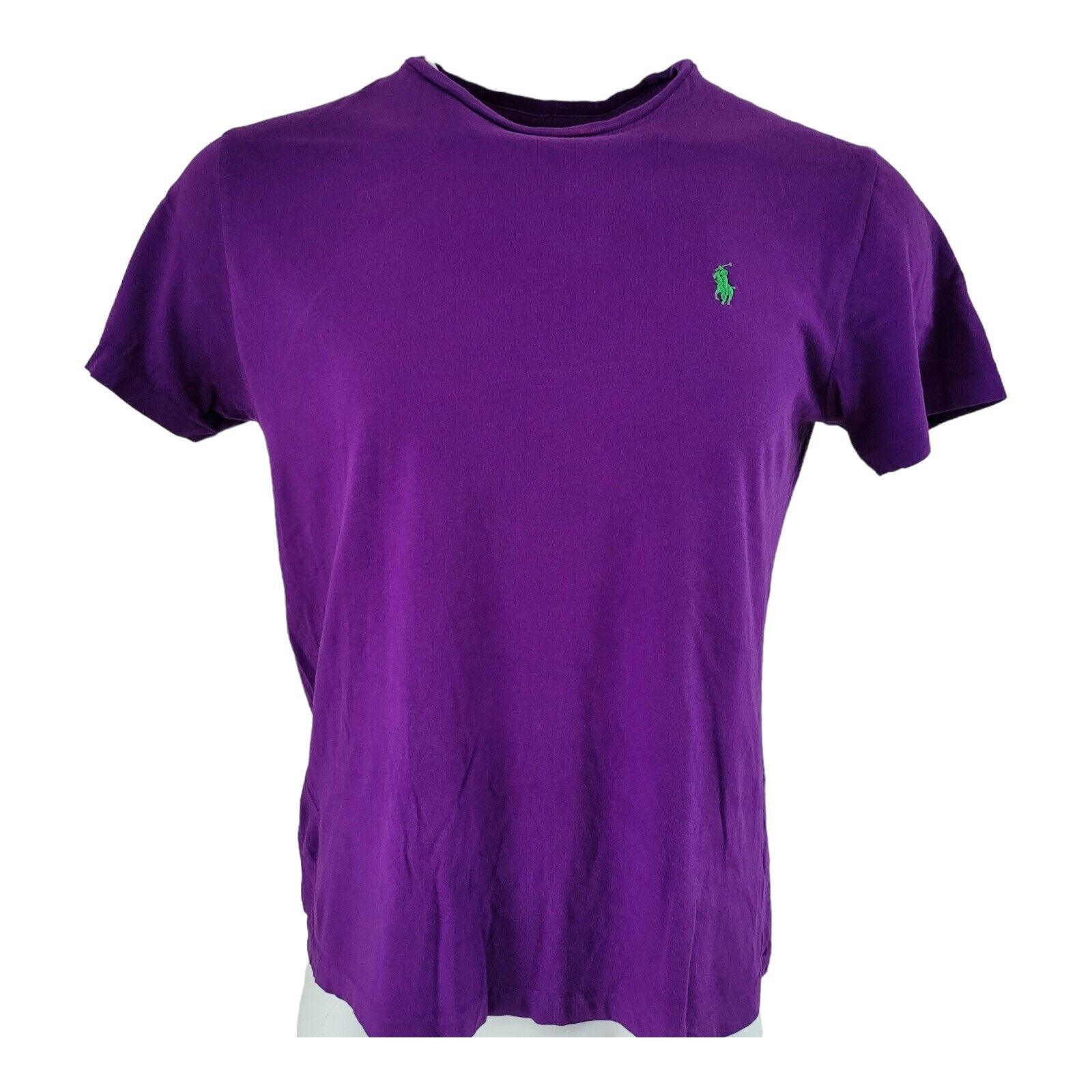 Ralph Lauren Purple Round Neck T-Shirt Men's M | Custom Fit Cotton, 42" Chest, Grade A-USASTARFASHION