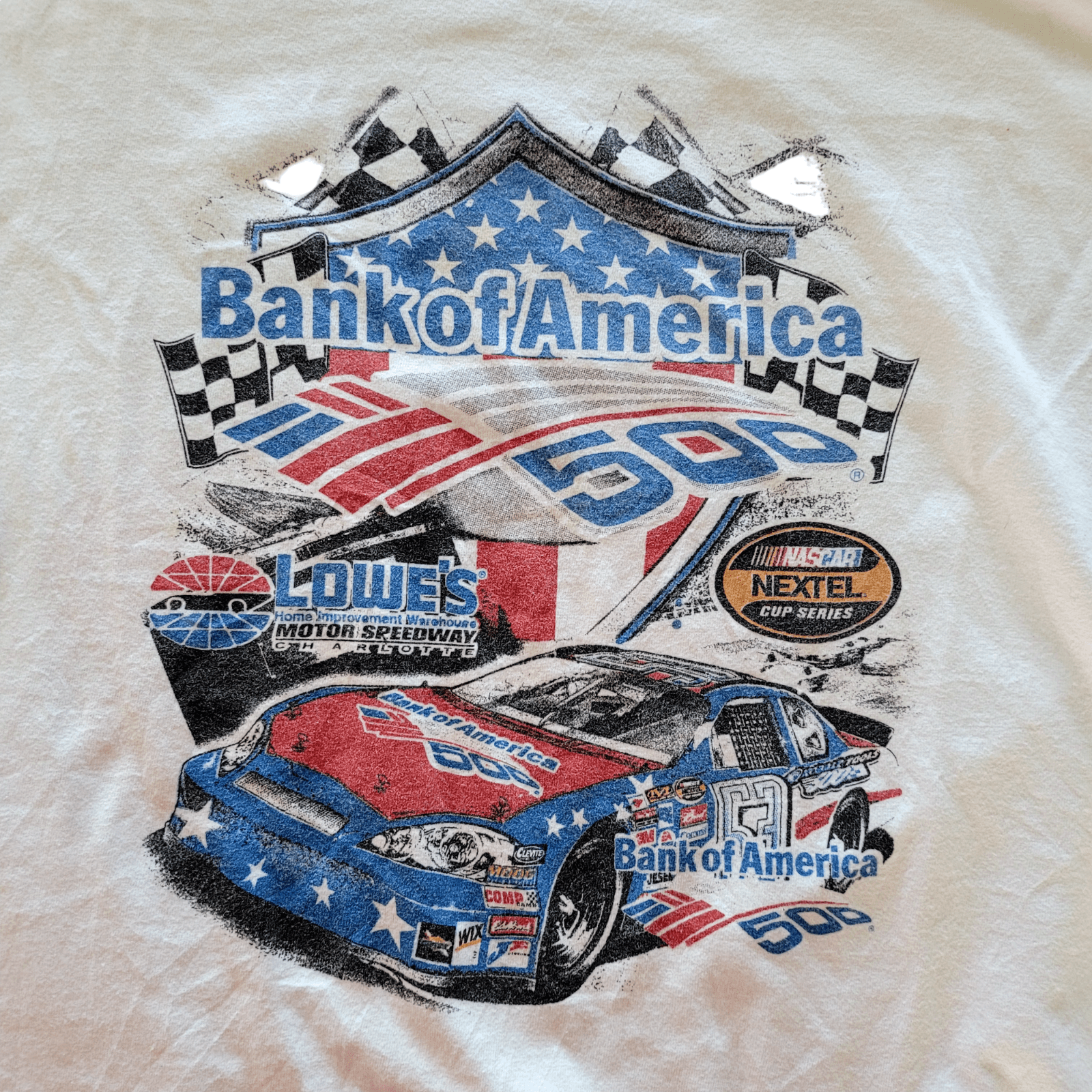 Bank of America 500 NASCAR 2007 T-Shirt XL Hanes White 100% Cotton