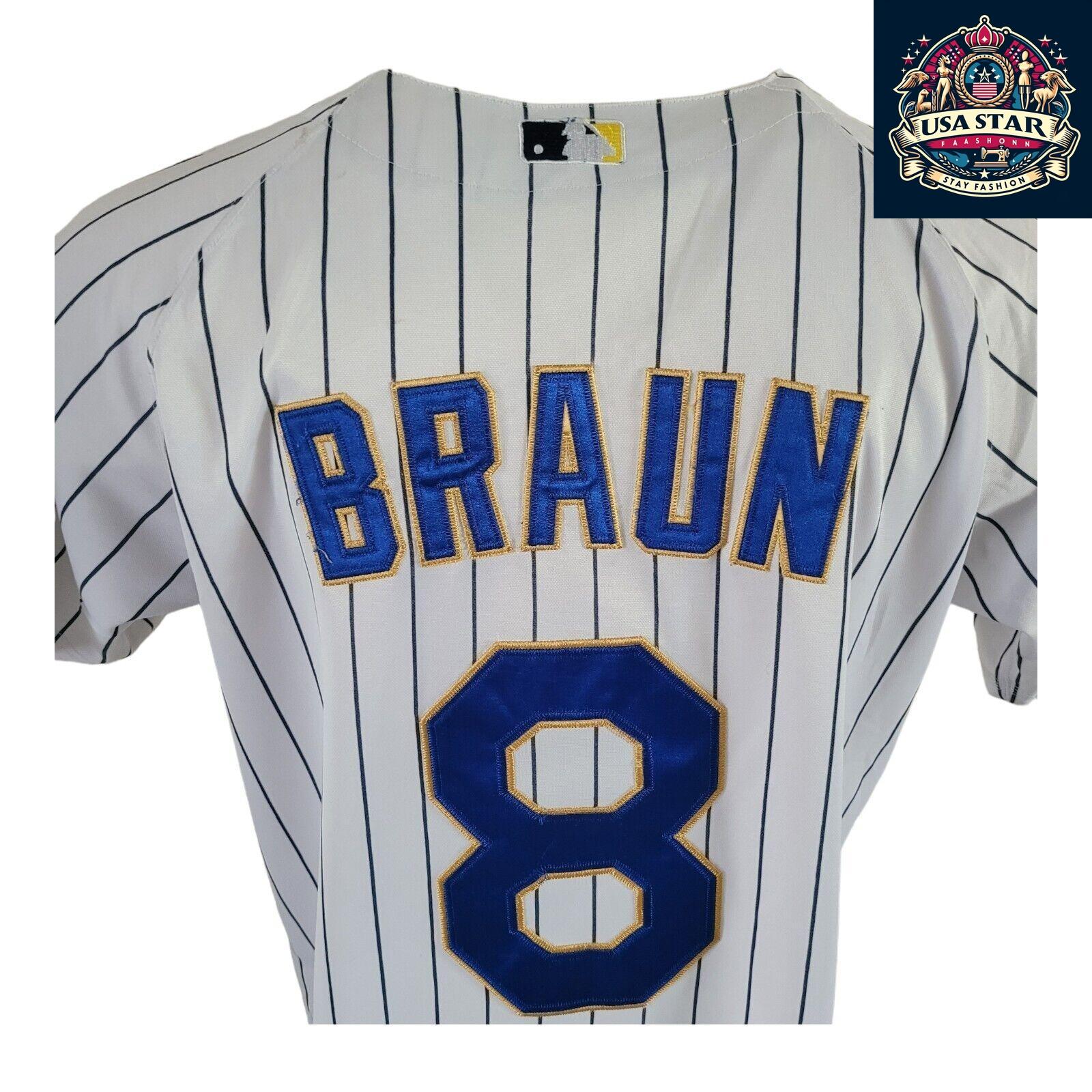 Ryan Braun #8 Milwaukee Brewers Majestic V-Neck T-Shirt, Size M, Vintage Condition, Iconic Design, Milwaukee Brewers Apparel - USASTARFASHION