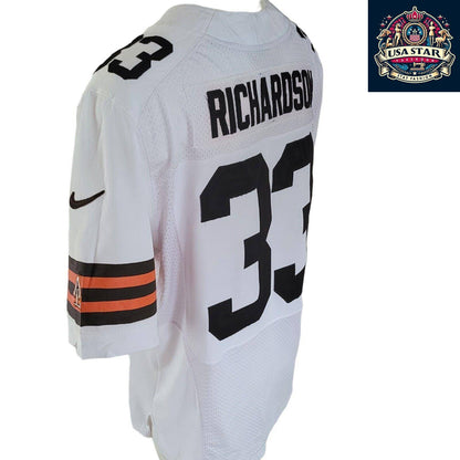 Nike Cleveland Browns Jersey - Men's L White Richardson #33 Short Sleeve - Team Logo & Comfort - USASTARFASHION