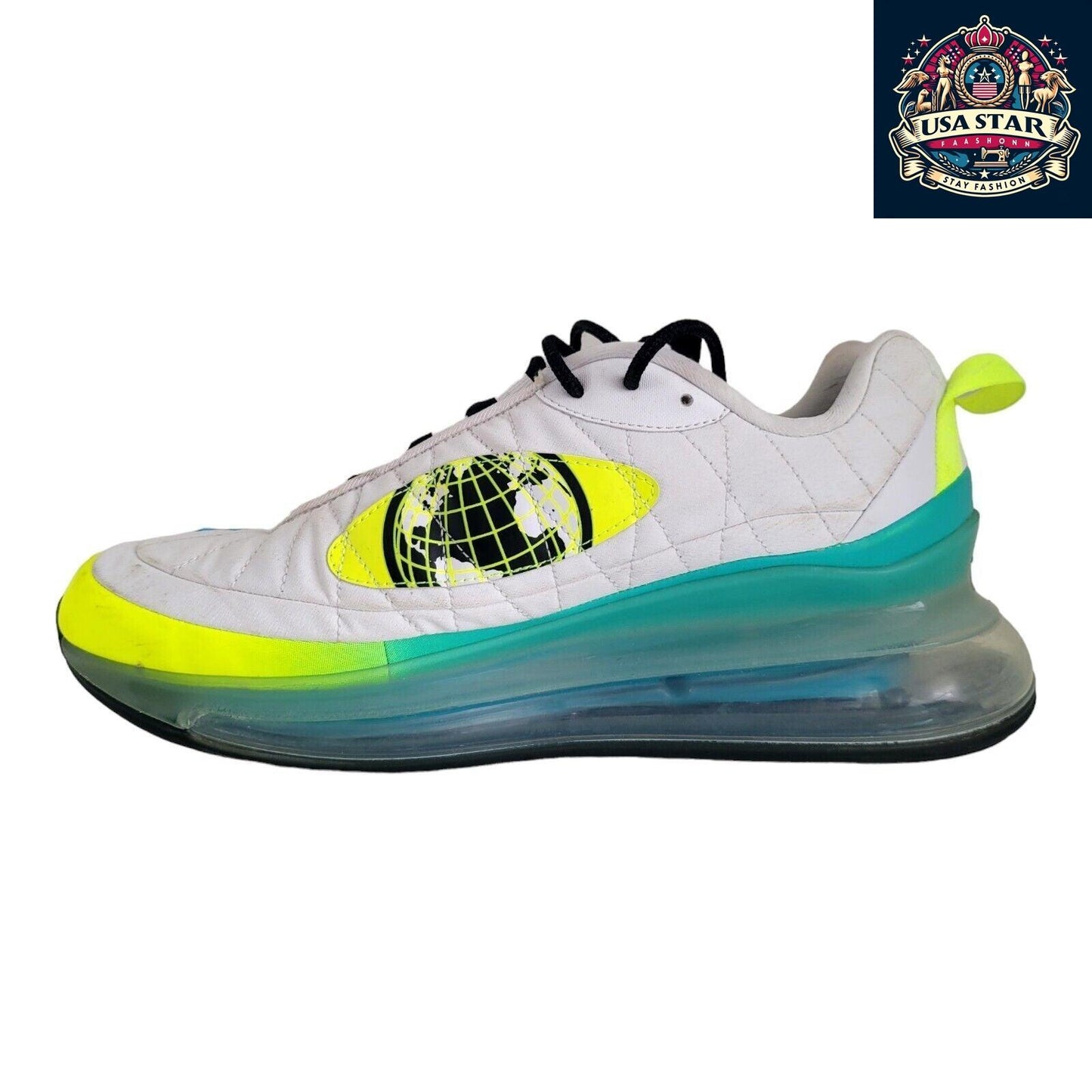 Nike MX 720 Air Max Shoes Unisex White Lime Green Size 10 UK With Air Cushioning & Breathable Design - USASTARFASHION