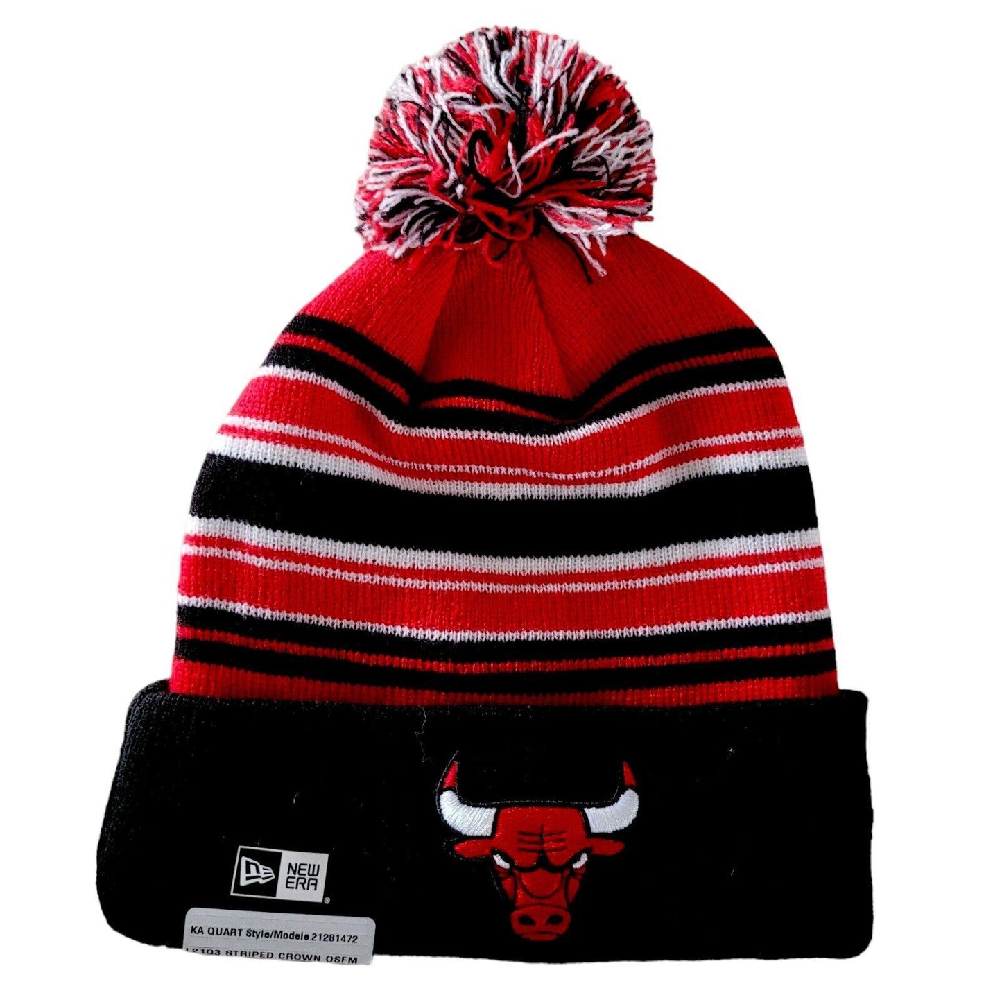 Chicago Bulls NBA '21 NE Striped Beanie Hat - Authentic New Era Design-USASTARFASHION