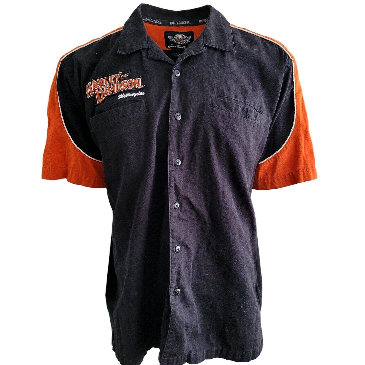 Genuine Harley Davidson XL Shirt with Stitched Logos - Great Condition-USASTARFASHION