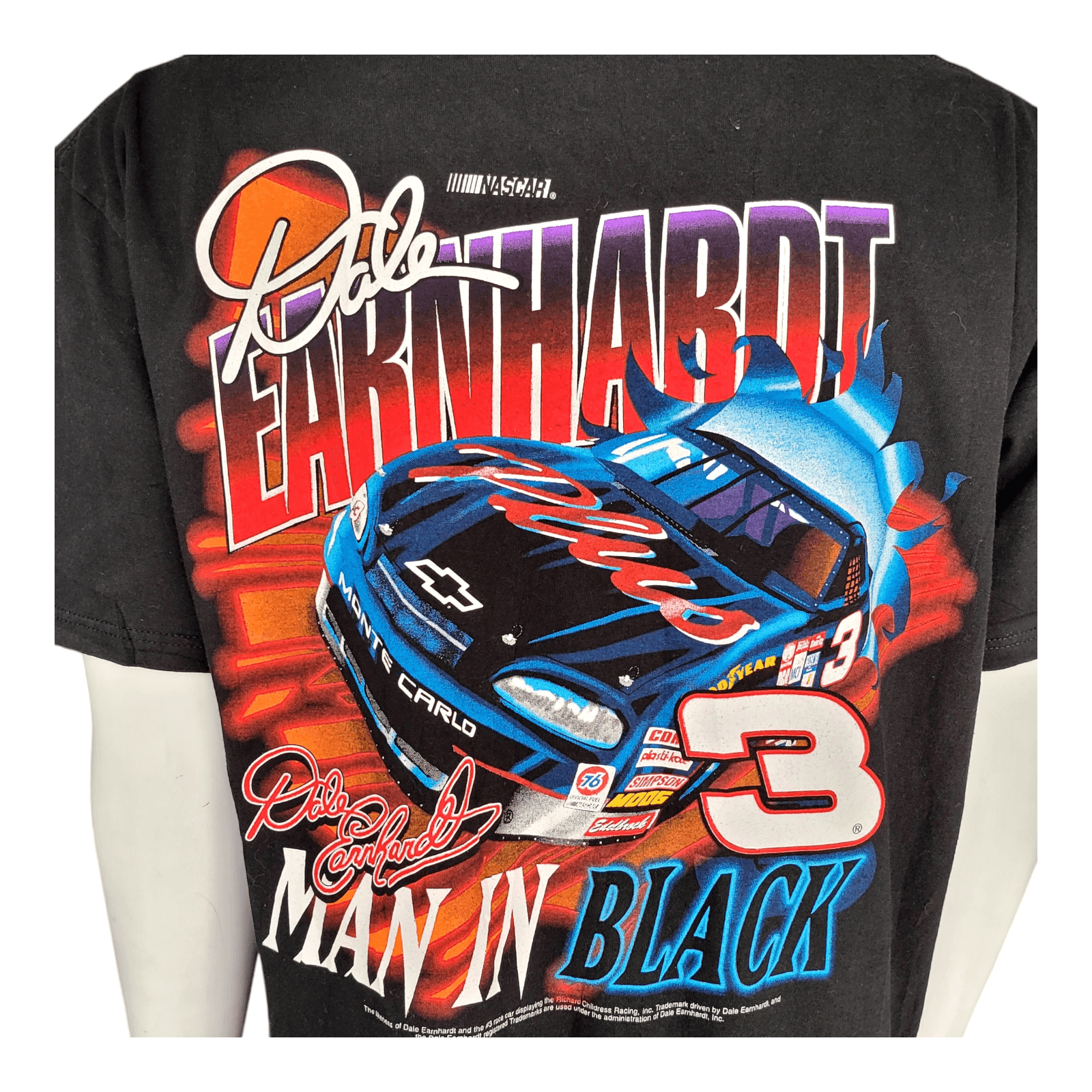 Dale Earnhardt Man In Black NASCAR T-Shirt Vintage 90s XL Competitors View