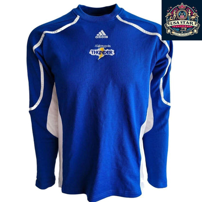 Adidas Long Sleeve Jersey M - Algonquin Thunder Blue with Climalite Moisture-Wicking Fabric - USASTARFASHION