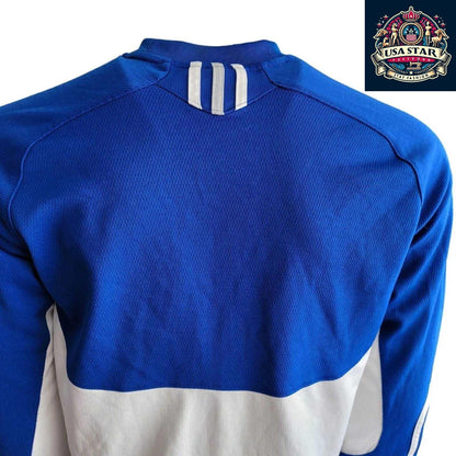 Adidas Long Sleeve Jersey M - Algonquin Thunder Blue with Climalite Moisture-Wicking Fabric - USASTARFASHION