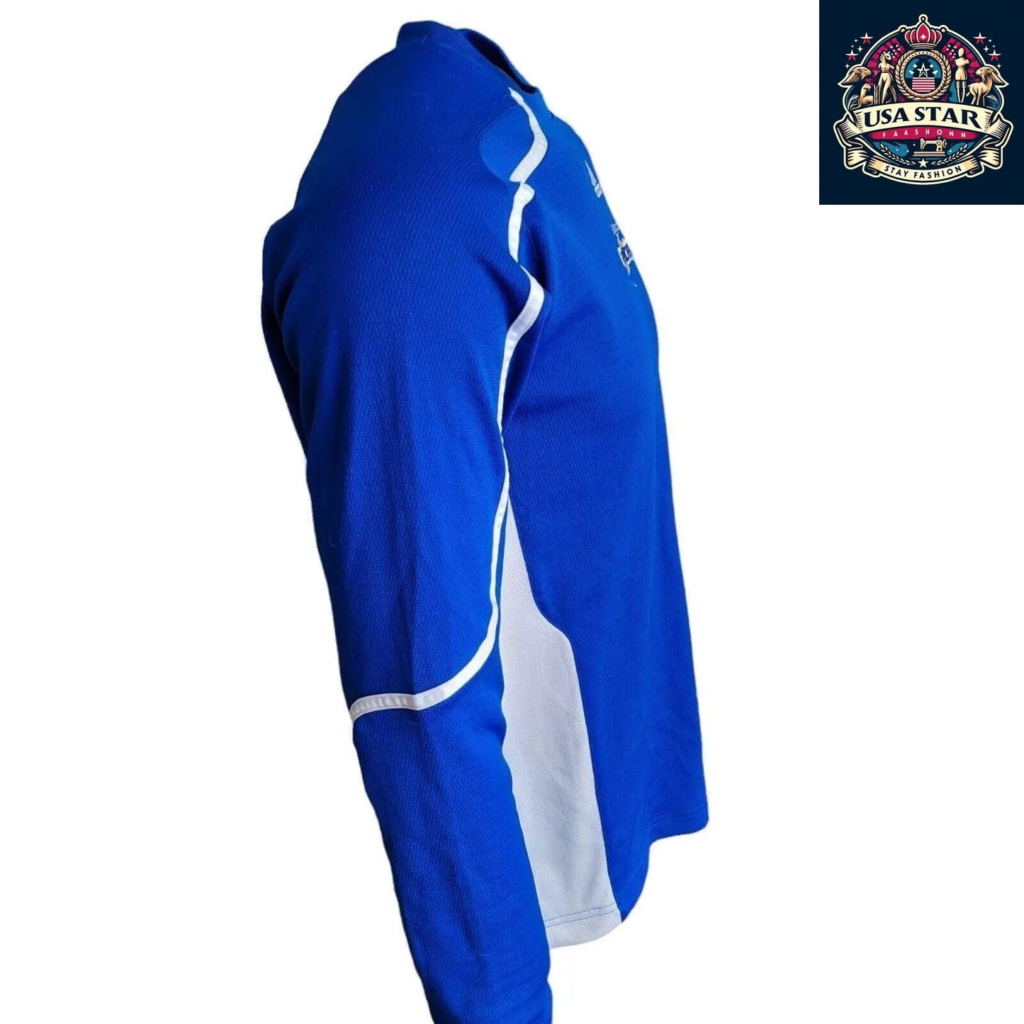 Adidas Long Sleeve Jersey M - Algonquin Thunder Blue with Climalite Moisture-Wicking Fabric - USASTARFASHION