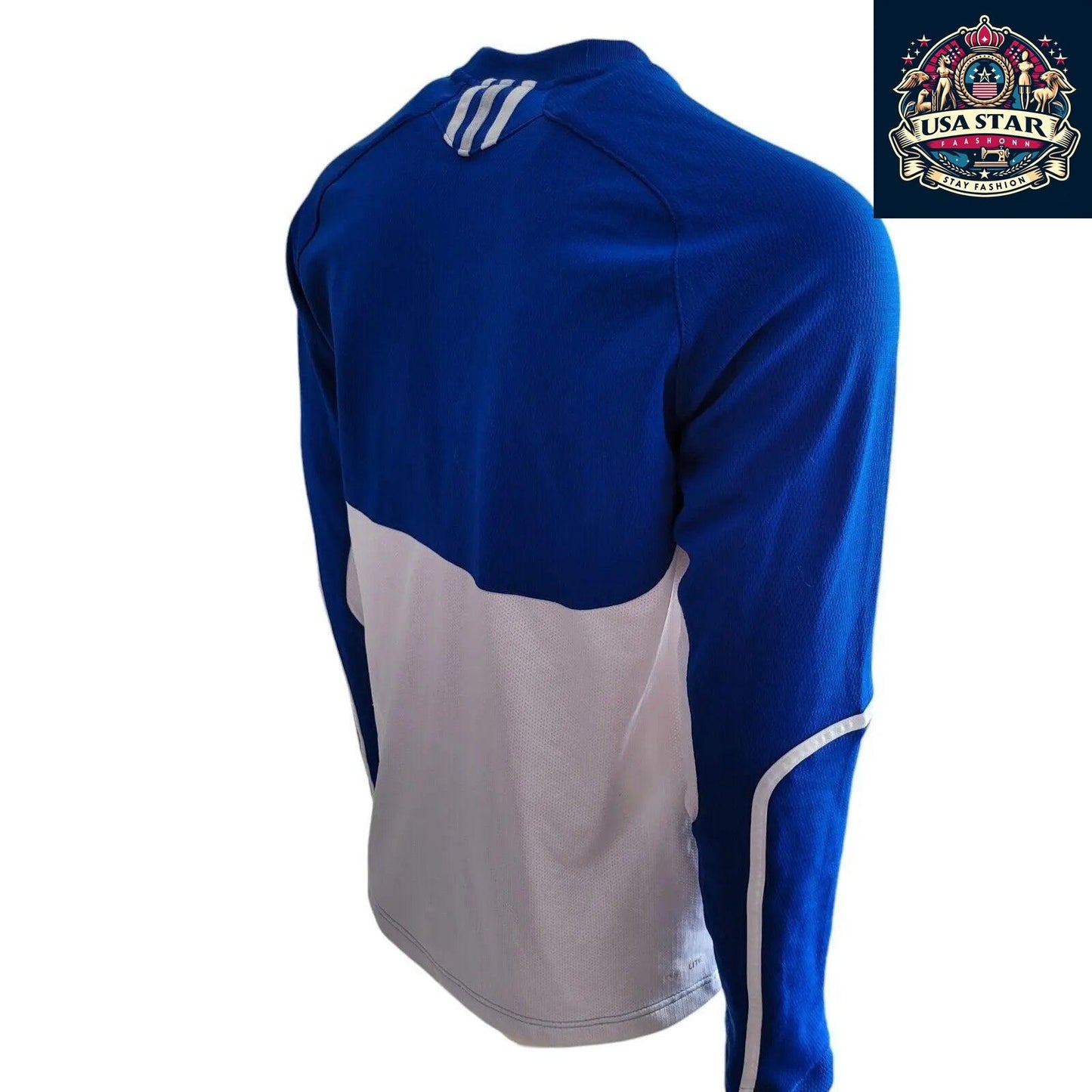 Adidas Long Sleeve Jersey M - Algonquin Thunder Blue with Climalite Moisture-Wicking Fabric - USASTARFASHION