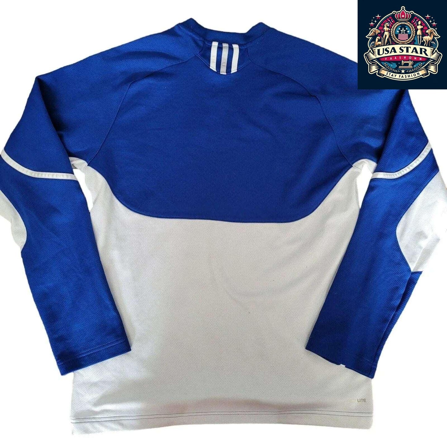 Adidas Long Sleeve Jersey M - Algonquin Thunder Blue with Climalite Moisture-Wicking Fabric - USASTARFASHION