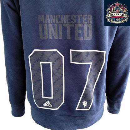 Adidas Navy Blue Hoodie | Manchester United XL Edition with Number 07 | Cozy & Stylish - USASTARFASHION