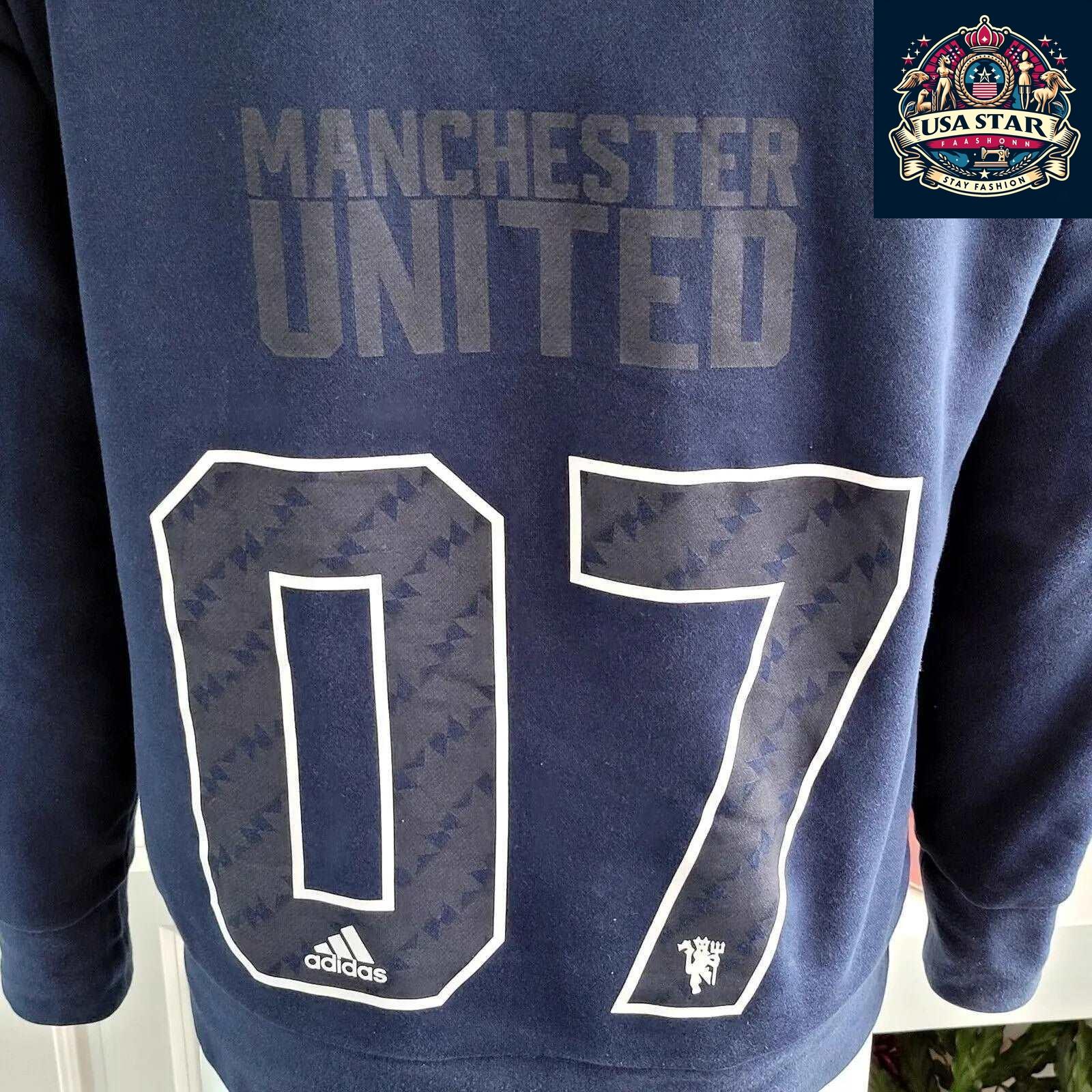 Adidas Navy Blue Hoodie | Manchester United XL Edition with Number 07 | Cozy & Stylish - USASTARFASHION