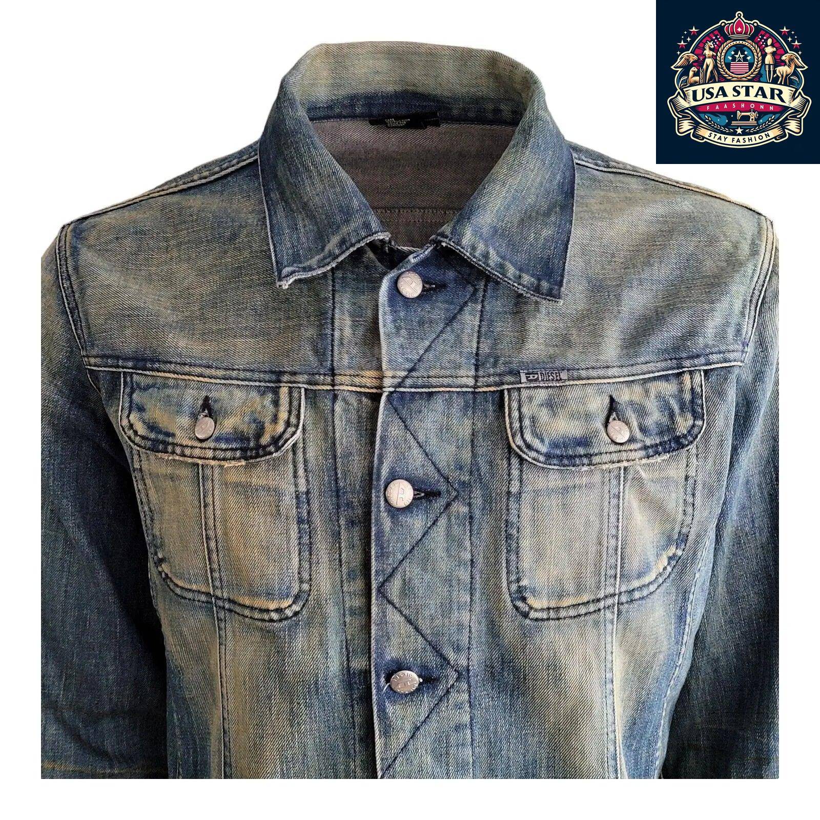 DIESEL Men's XL Denim Cotton Jacket Made In Italy - Classic Design, Rugged Style, Handcrafted Quality USASTARFASHION