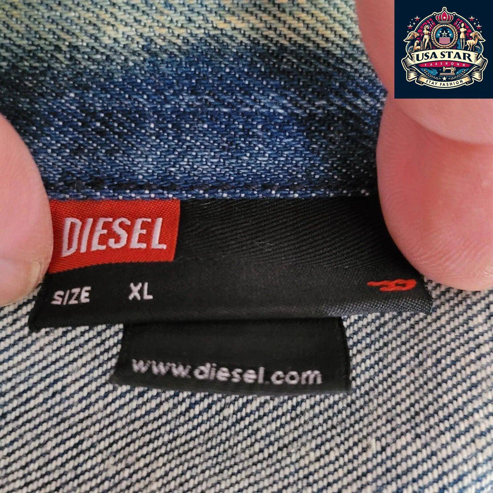 DIESEL Men's XL Denim Cotton Jacket Made In Italy - Classic Design, Rugged Style, Handcrafted Quality USASTARFASHION