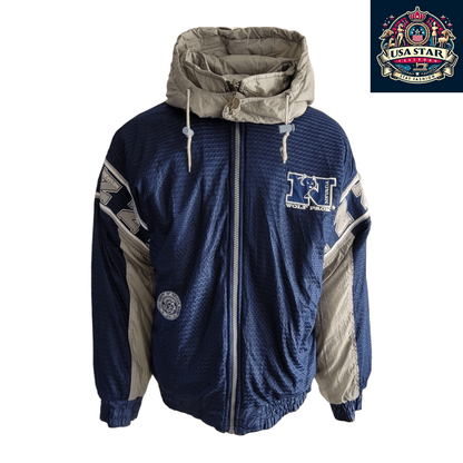 NFL Wolf Pack Jacket Pro Player XXL Reversible with Embroidered Logo & Detachable Hoodie - USASTARFASHION