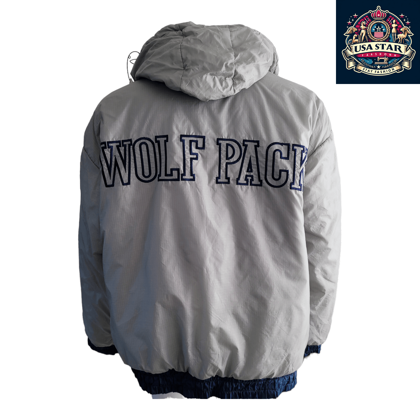 NFL Wolf Pack Jacket Pro Player XXL Reversible with Embroidered Logo & Detachable Hoodie - USASTARFASHION