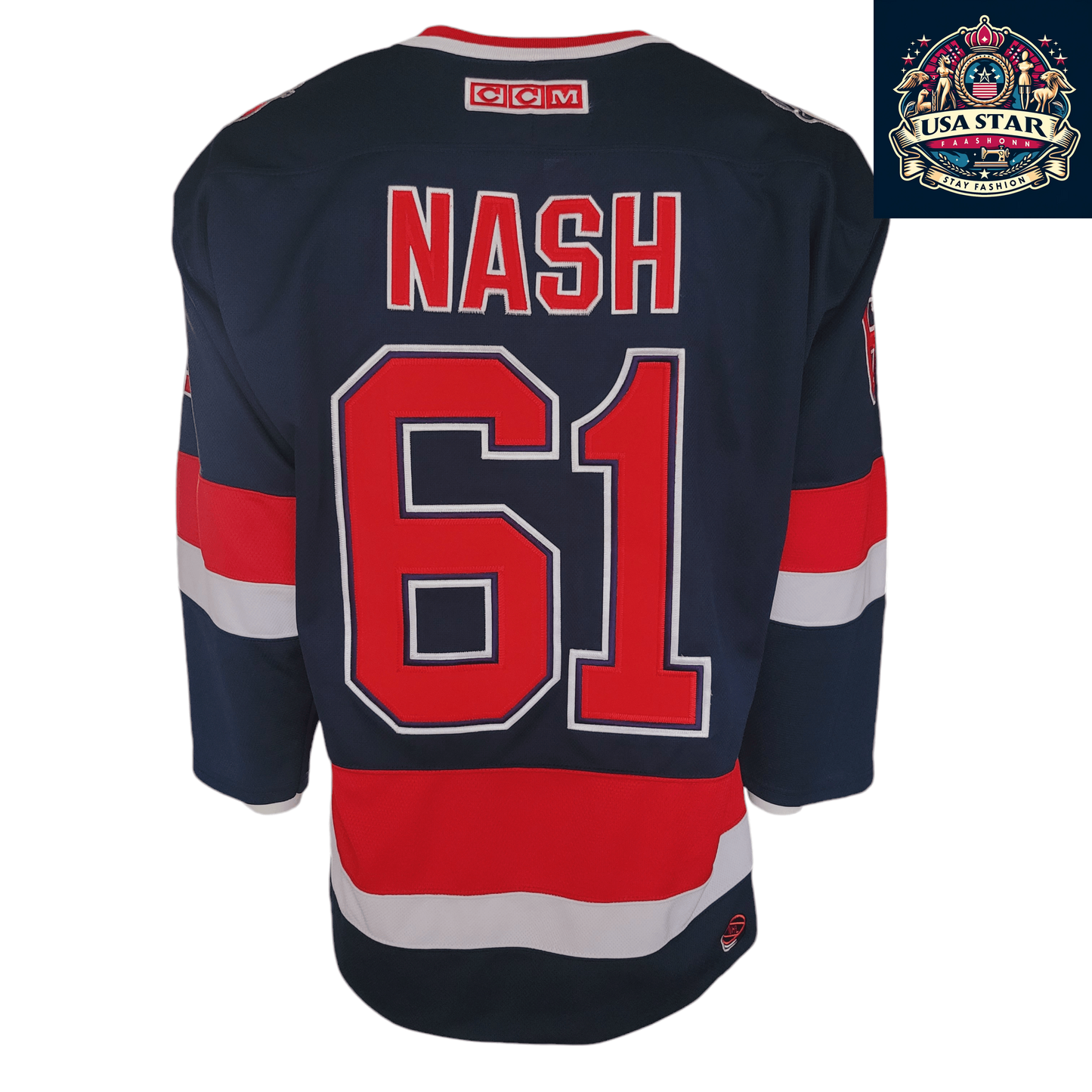 Columbus Blue Jackets Rick Nash #61 CCM Authentic Jersey - Breathable, Durable, Adult Large - USASTARFASHION