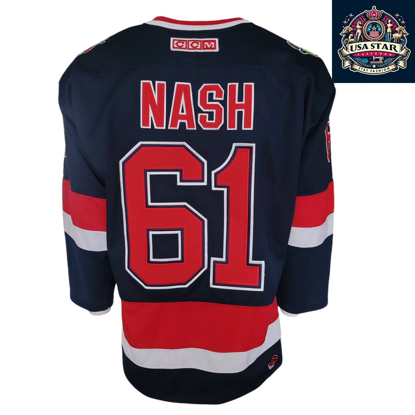 Columbus Blue Jackets Rick Nash #61 CCM Authentic Jersey - Breathable, Durable, Adult Large - USASTARFASHION