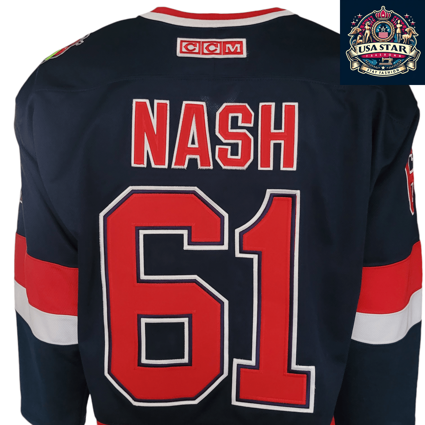 Columbus Blue Jackets Rick Nash #61 CCM Authentic Jersey - Breathable, Durable, Adult Large - USASTARFASHION