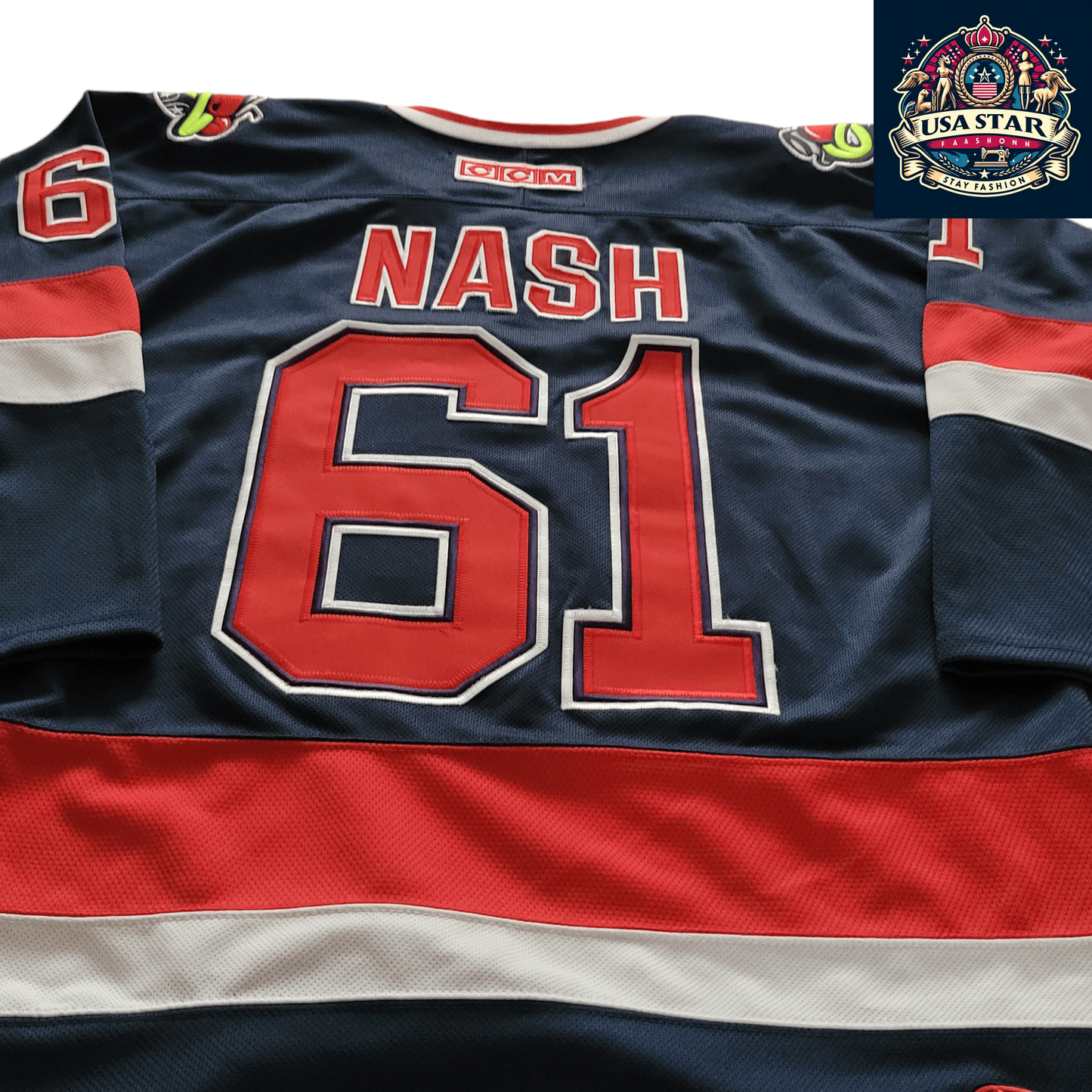 Columbus Blue Jackets Rick Nash #61 CCM Authentic Jersey - Breathable, Durable, Adult Large - USASTARFASHION