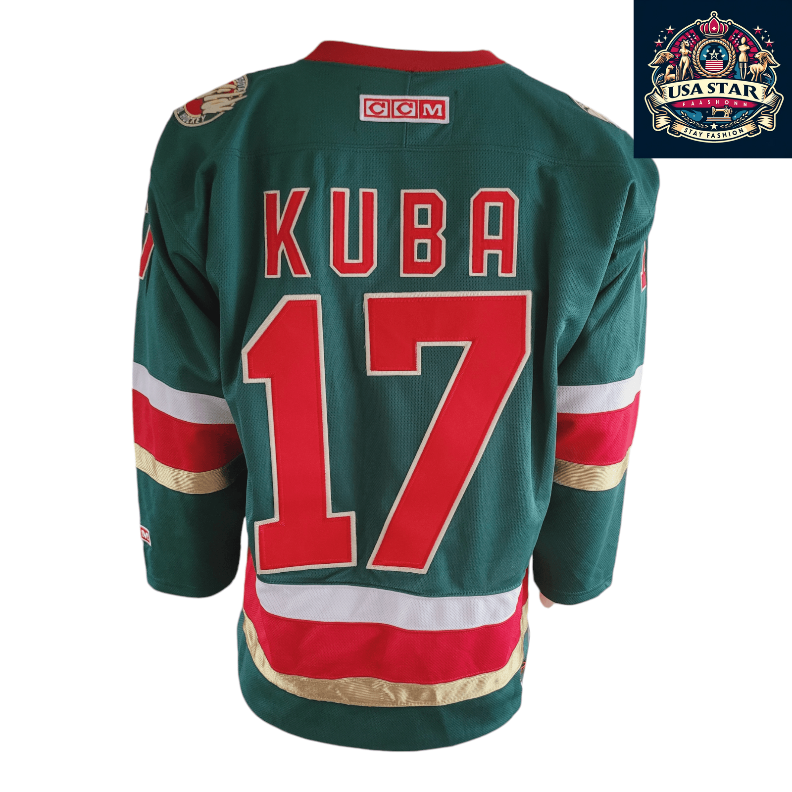 Filip Kuba Minnesota Wild #17 Adult Medium CCM NHL Authentic Air-Knit Jersey - USASTARFASHION