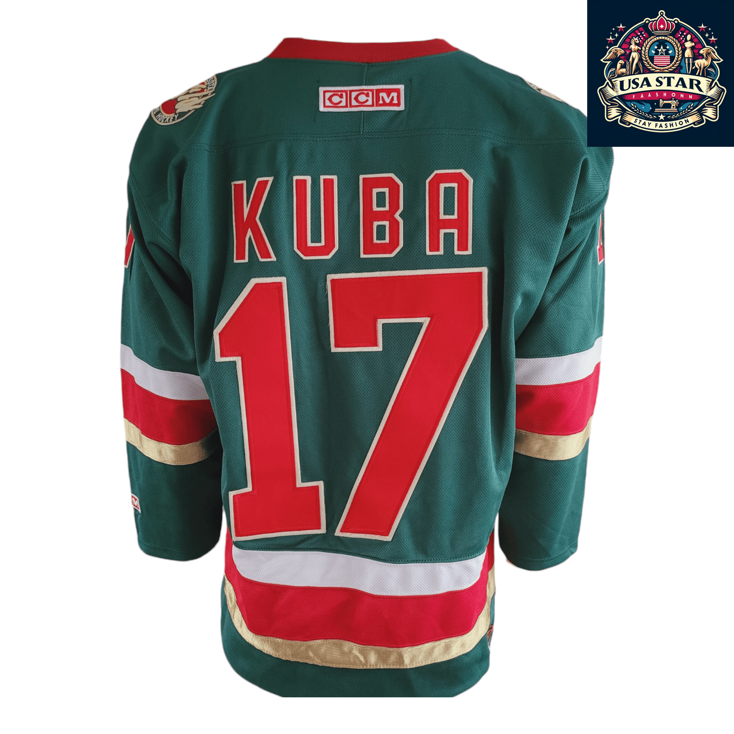 Filip Kuba Minnesota Wild #17 Adult Medium CCM NHL Authentic Air-Knit Jersey - USASTARFASHION