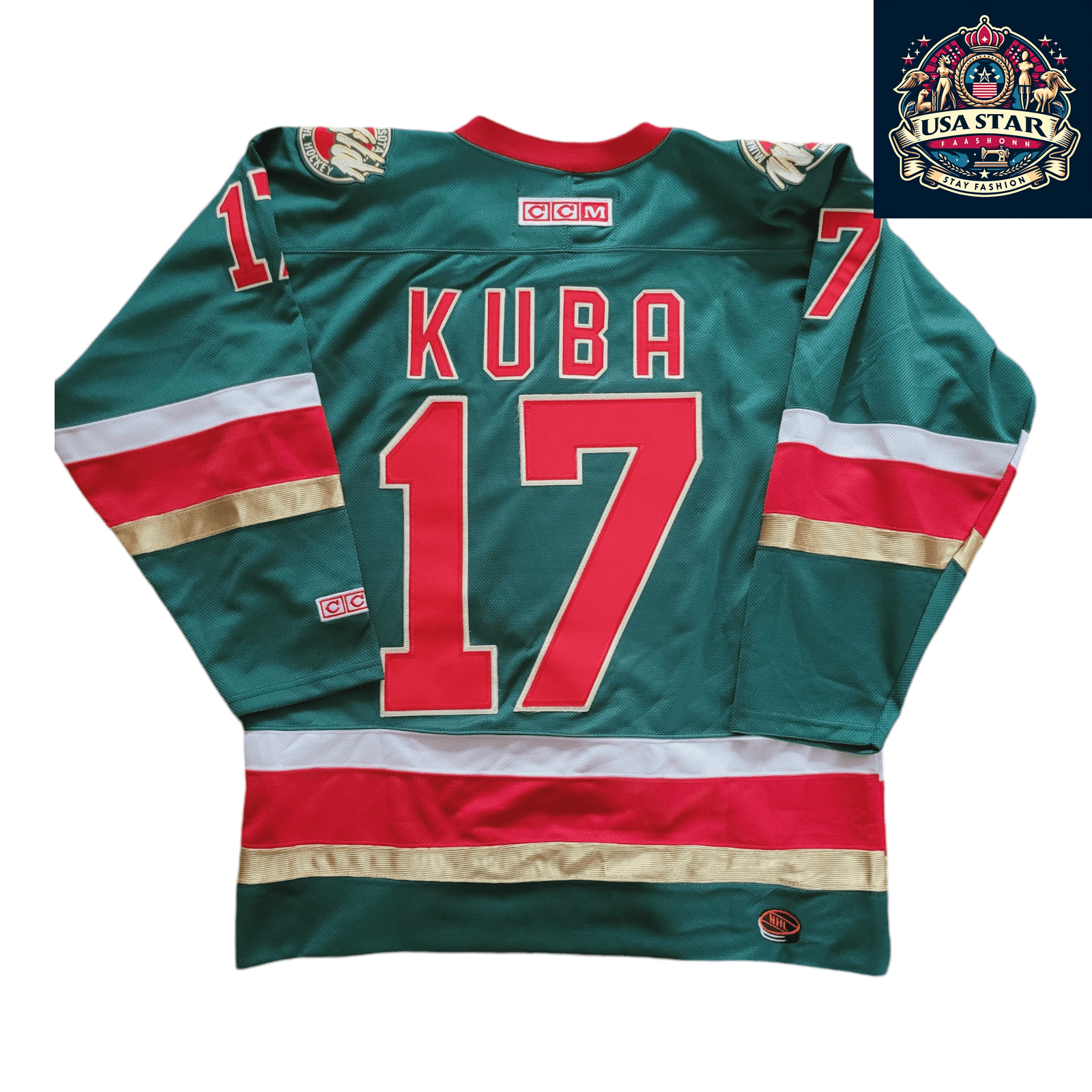 Filip Kuba Minnesota Wild #17 Adult Medium CCM NHL Authentic Air-Knit Jersey - USASTARFASHION