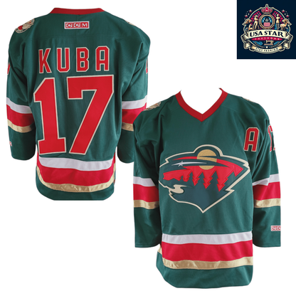 Filip Kuba Minnesota Wild #17 Adult Medium CCM NHL Authentic Air-Knit Jersey - USASTARFASHION