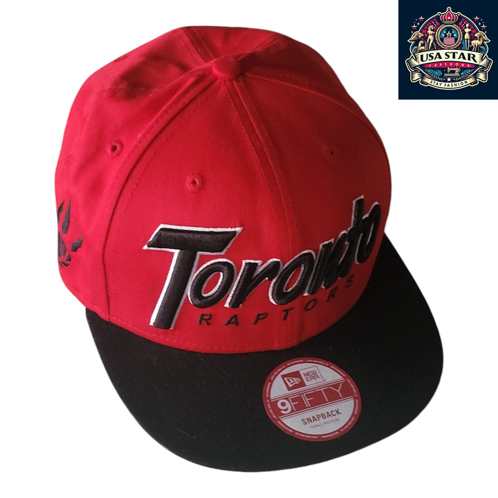 Toronto Raptors Snapback Cap by New Era - Red and Black 9Fifty Design with Embroidered Logos - USASTARFASHION