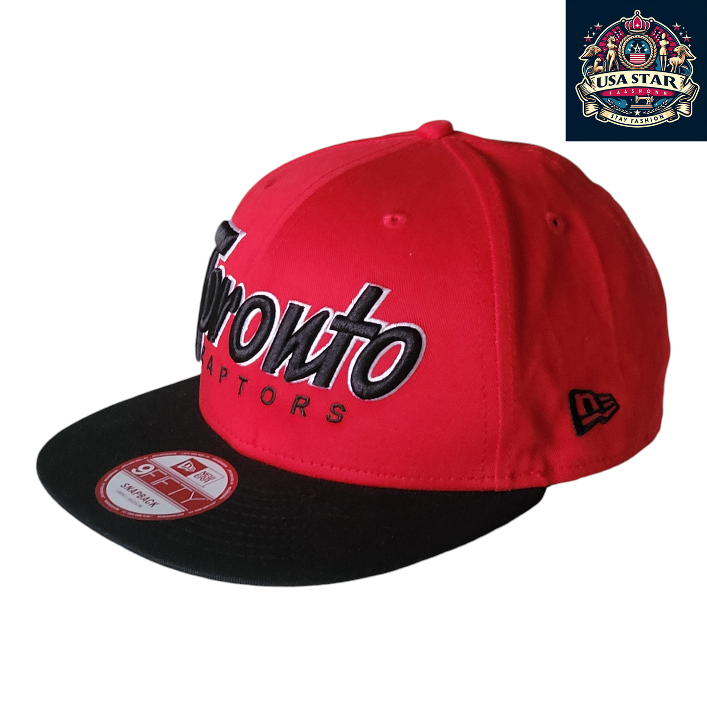 Toronto Raptors Snapback Cap by New Era - Red and Black 9Fifty Design with Embroidered Logos - USASTARFASHION