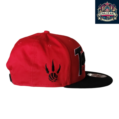 Toronto Raptors Snapback Cap by New Era - Red and Black 9Fifty Design with Embroidered Logos - USASTARFASHION