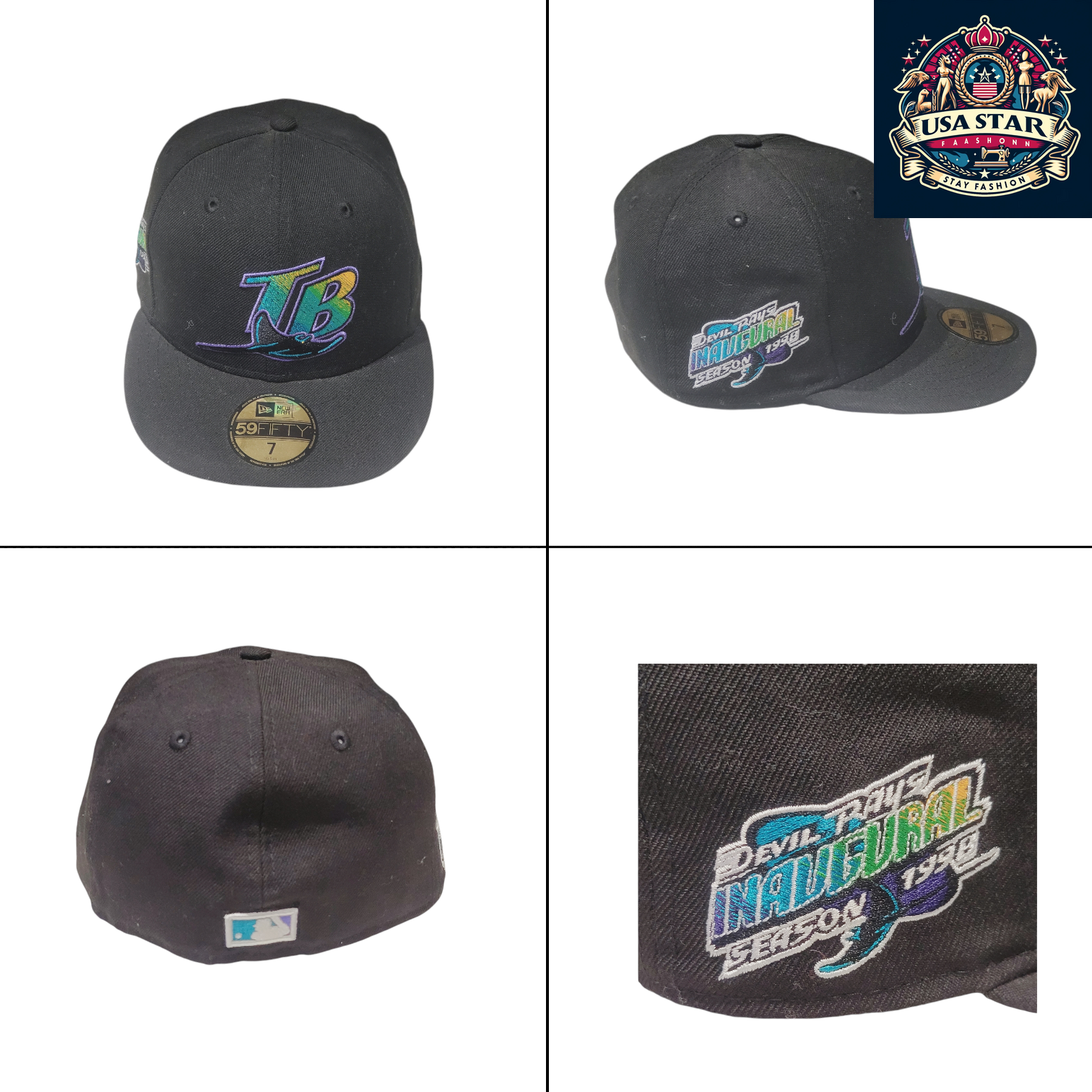 New Era 59FIFTY Tampa Bay Devil Rays Hat 1998 Inaugural Season Size 7 Cooperstown Collection - USASTARFASHION