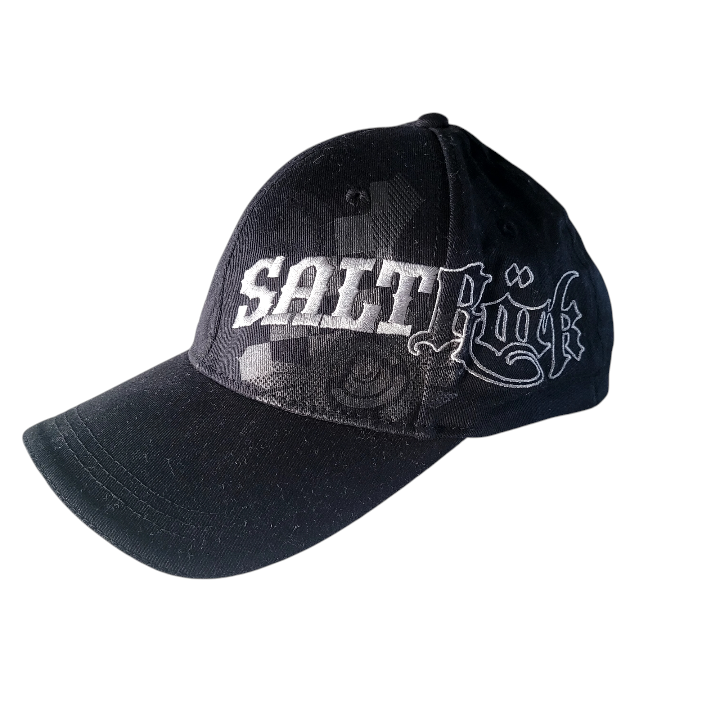 a black hat with the word salt on it