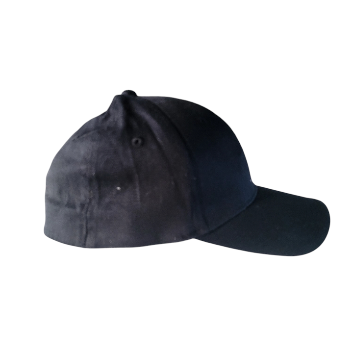 a black baseball cap on a white background