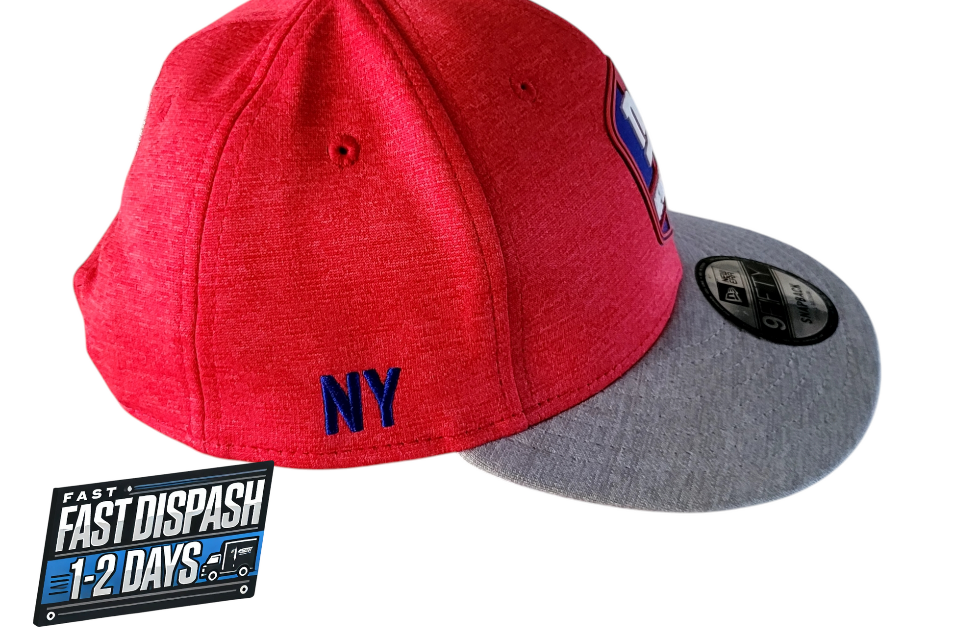 a red and grey hat with a new york yankees patch on it