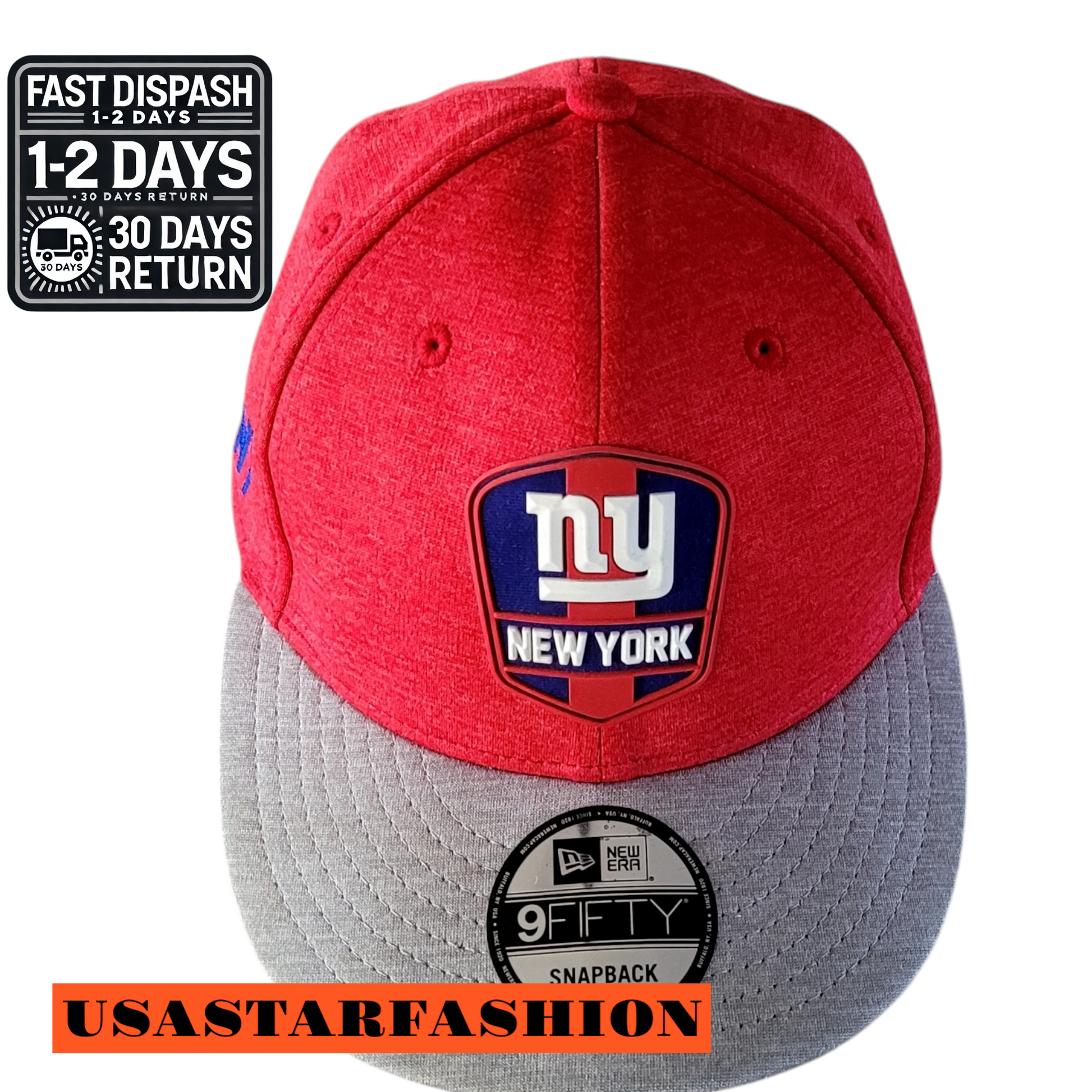 a new york giants hat with a sticker on it