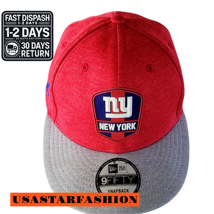 a new york giants hat with a sticker on it