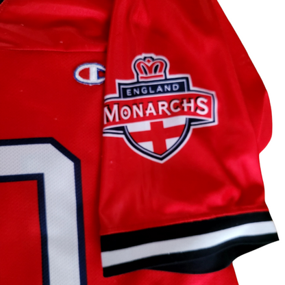 Champion England Monarchs #10 Jersey - Red - Large (L) - Vintage 90s NFL Europe Team - Rare Historic Collectible - USASTARFASHION