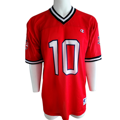 Champion England Monarchs #10 Jersey - Red - Large (L) - Vintage 90s NFL Europe Team - Rare Historic Collectible - USASTARFASHION