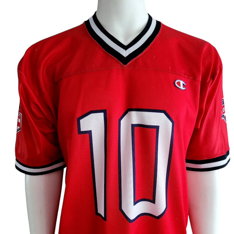 Champion England Monarchs #10 Jersey - Red - Large (L) - Vintage 90s NFL Europe Team - Rare Historic Collectible - USASTARFASHION