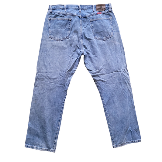 Wrangler Jeans Men's 40x30 Regular Fit Light Wash Denim with Distressed Rip, Straight Leg Style - USASTARFASHION