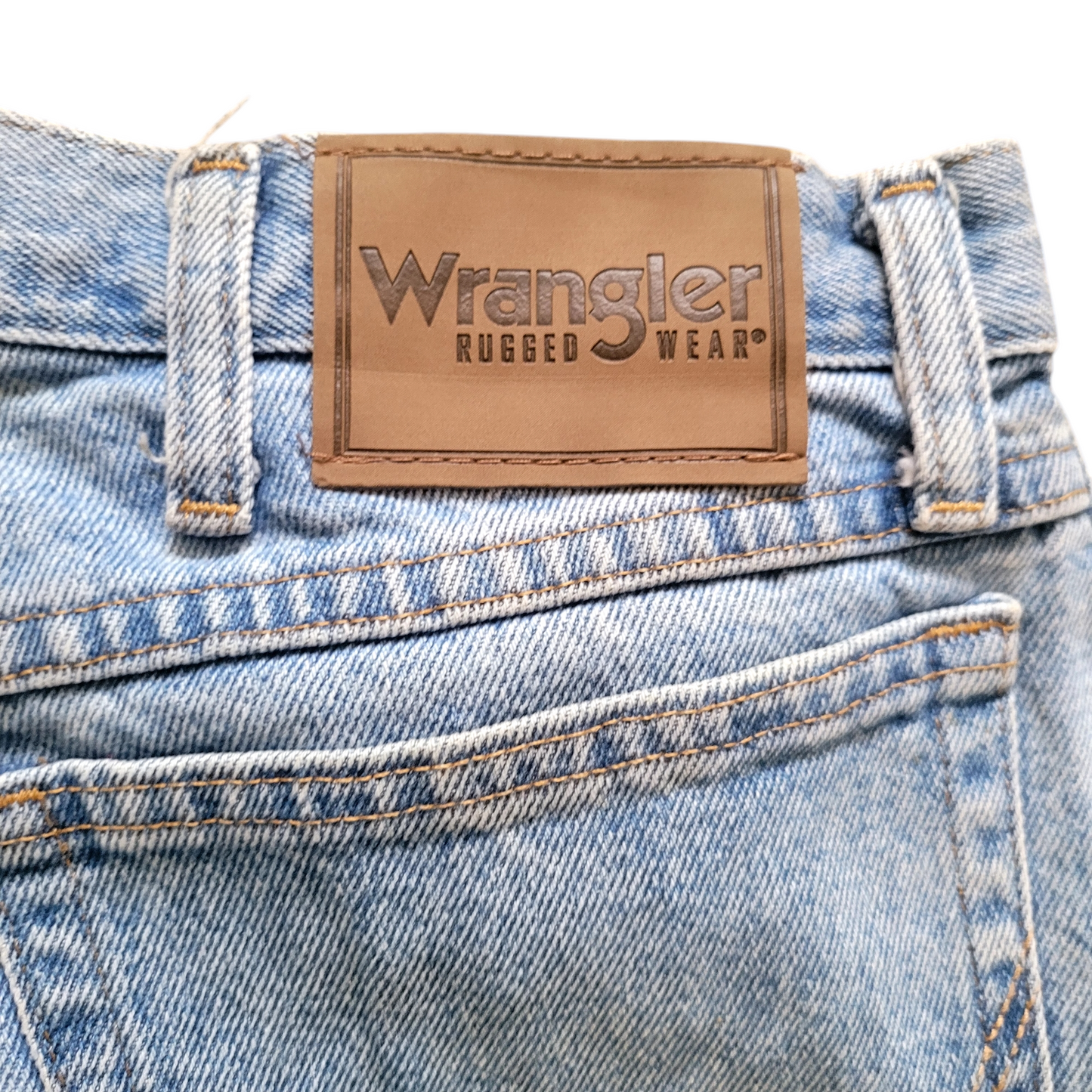 Wrangler Men's Jeans Regular Fit Light Blue 38x32 - Pre-Owned With Back Pocket Wear - USASTARFASHION