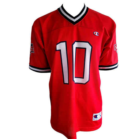 England Monarchs Jersey #10 - Authentic Red Champion Football Shirt with Sleeve Patch - USASTARFASHION